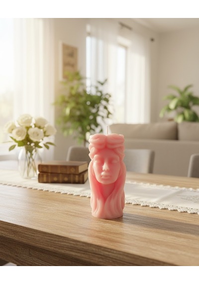 Kadın Desenli Dekoratif Mum Pembe
