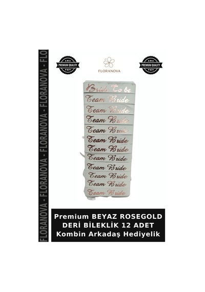 Premium Beyaz Rosegold Deri Bileklik 12 Adet Kombin Arkadaş Hediyelik Yetişkin