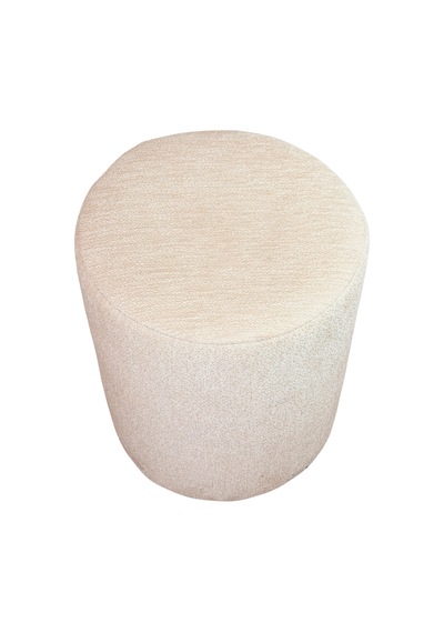 Dekoratif Silindir Puf Ahşap İskeletli, Oturma Ve Yatak Odası Pufu - Krem - 40x36 Cm Krem