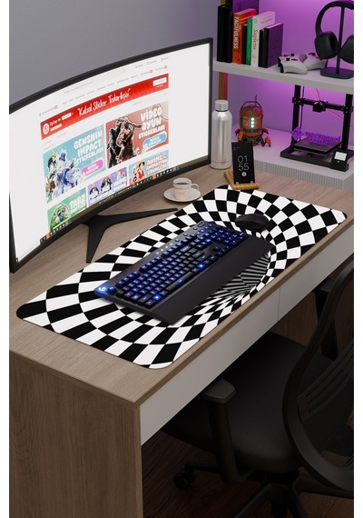 Dama Kaymaz Dikişli Kauçuk Oyuncu Mousepad V4 - 90x40 Xxl Gaming Mouse Pad Fare Altlığı