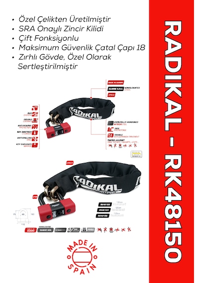 Rk48150 Sra Onaylı Çift Fonksiyonlu Özel Çelik Zincir Kilit Zincir Kilidi