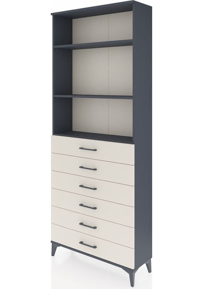 Arges Dolap 3 Raflı 6 Çekmeceli 88x30x221 Antrasit-aytaşı Antrasit
