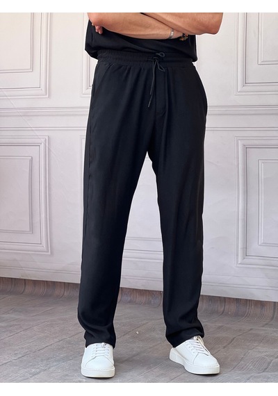 Modefendi İnce Fitil Desen Jogger Siyah