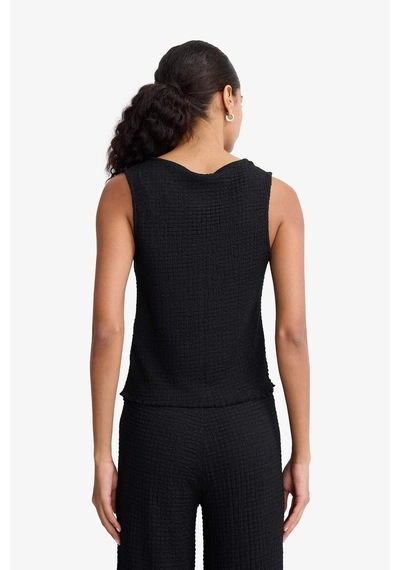 Defacto Slim Fit Dar Kesim V Yaka Önden Bağlamalı Bürümcük Kolsuz Bluz F7992ax25aubk81 Siyah