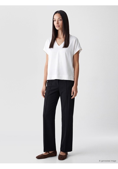 Lcw Everyday Ekru V Yaka Oversize Kadın Tişört
