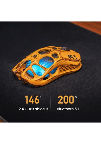 Gravastar Mercury M1 Pro 26.000 Dpı Optik Gaming Mouse, Kablosuz, Battle-worn Yellow