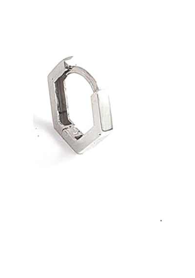 Beşgen 925 Ayar Gümüş Tasarım Tek Erkek Halka Küpe 1.2Cm