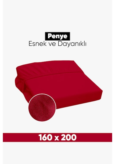 Penye Lastikli Çarşaf Pamuklu Jersey Çift Kişilik 160x200cm Bordo Bordo