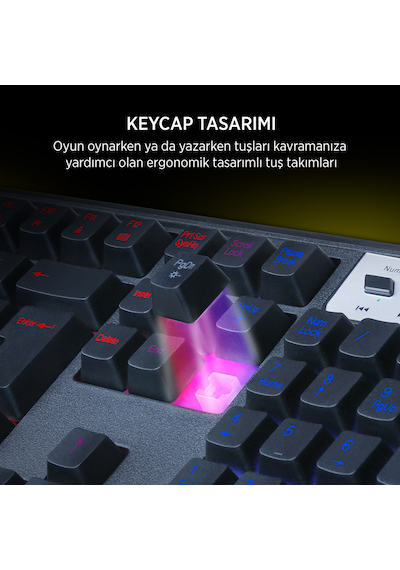 James Donkey JDK104 Rainbow Membran Türkçe Q Gaming 104 Tuş Siyah Klavye