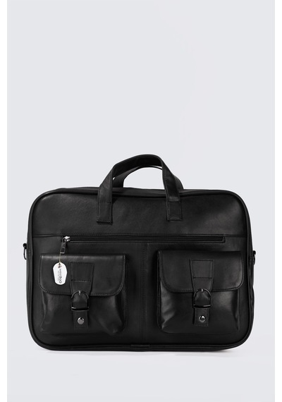Westbag Unisex Hakiki Deri Laptop & Evrak Çantası Uzun Omuz Askılı 15-16 İnç Siyah