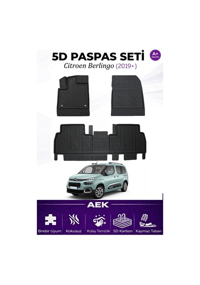 Citroen Berlingo 2019+ Araca Özel Havuzlu "karbon" Paspas Takımı