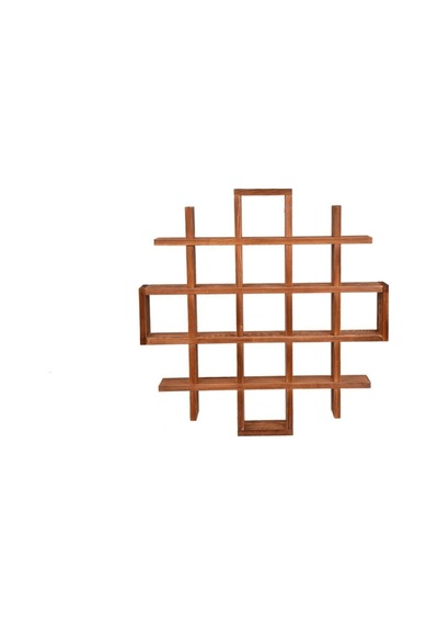 Ahsap Dekoratif Duvar Rafi Süs Esyalari 71x9x71 Ceviz