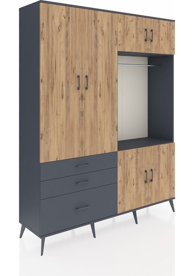 Hyperion Gardrop 7 Raflı 3 Çekmeceli Tek Askılı 176x44x221 Antrasit-çam/antrasit Çam/antrasit Hyperion Gardrop 7 Raflı 3 Çekmeceli Tek Askılı 176x44x221 Antrasit-çam/antrasit Çam/antrasit