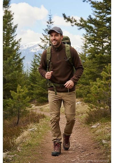 Buratti Slim Fit Anti-Pilling Tüylenme Yapmayan Bato Yaka Kışlık Şardonlu Erkek Polar 5906001 Kahve