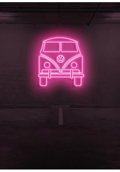 Minibüs Figürlü Neon Tabela Pembe