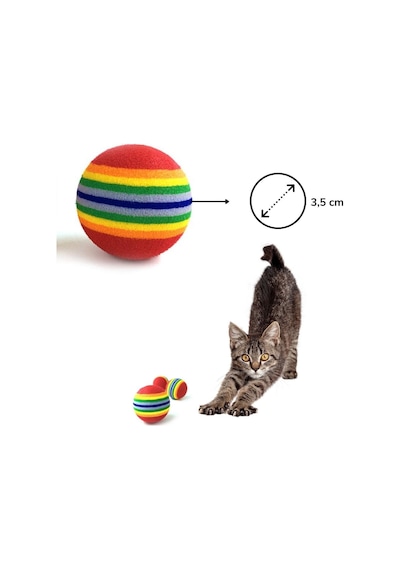 Jasmine Glow 3lü Gökkuşağı Sünger Kedi Köpek Çiğneme Oyun Topu 4,2 Cm