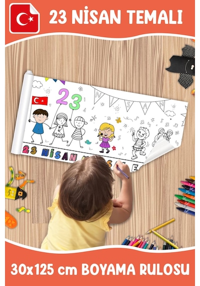 Melolisa 23 Nisan Temalı Boyama Rulosu 30x125 Cm