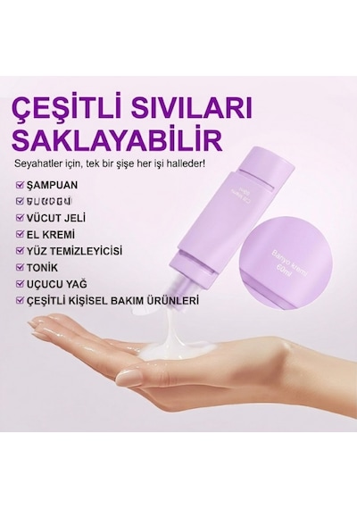 Mucit Home 4'lü Doldurulabilir Taşınabilir Küçük Seyahat Şişesi Seti Şampuan Krem Dolum Şişesi