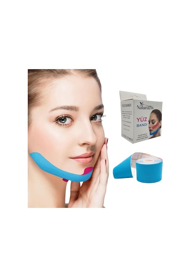 Beauty Tape Yüz Yogası İçin Face Tape Yüz Germe Bandı Mavi Renk