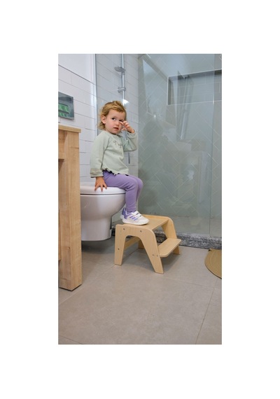 Montessori Ahşap Basamak, Tabure Doğal Ahşap