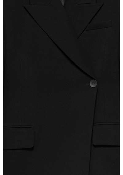 Kadın Siyah Asimetrik Kruvaze Blazer Siyah