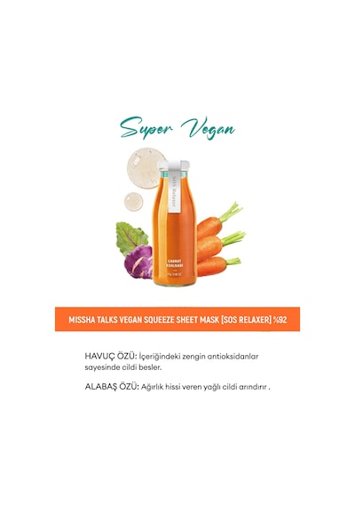 Missha Talks Vegan Squeeze Sheet Mask Hassas Ciltler içinKarşıtı Vegan Yaprak Maske - Sos Relaxer