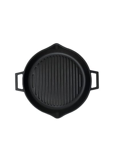 Lava Döküm Yuvarlak Izgara Tava Metal Kulplu Taban Konkav 15 MM