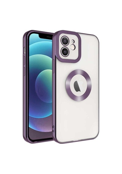 Apple Uyumlu iPhone 11 Kılıf Kamera Korumalı Logo Gösteren Zore Omega Kapak Derin Mor