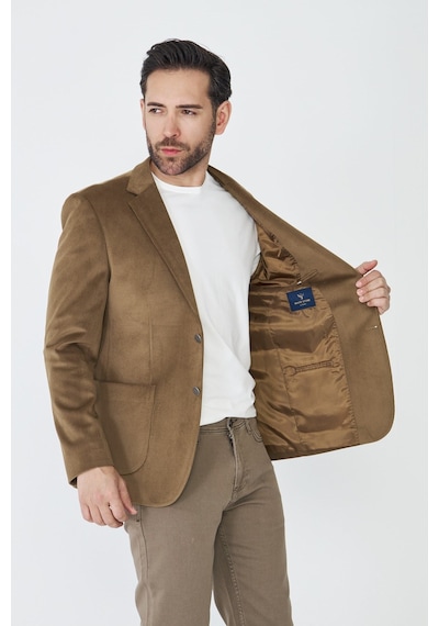 Kahverengi Fitilli Kadife Slim Fit Blazer Ceket Kahve