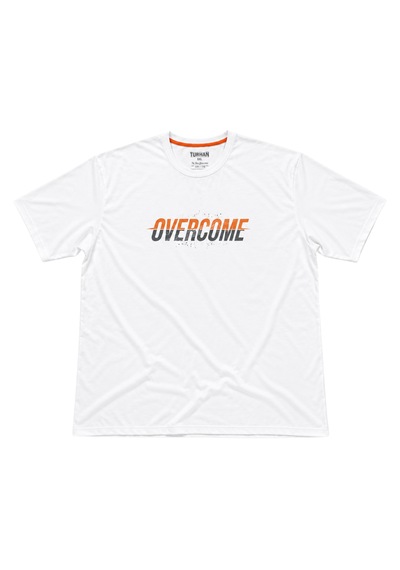 BattaLmoda Erkek Büyük Beden Beyaz Bisiklet Yaka Kısa Kollu Overcome Thsirt 3XL-4XL-5XL-6XL