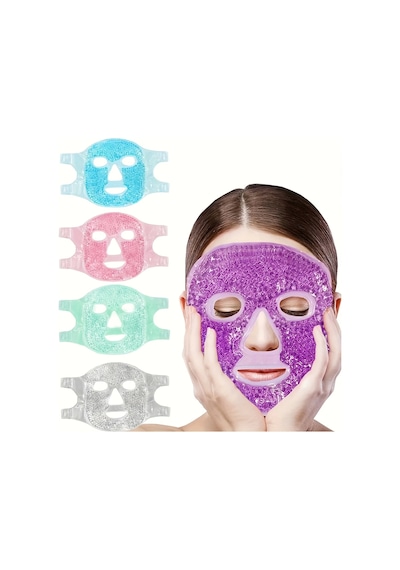 Terapi Jel Yüz Maskesi Soğuk Ve Sıcak Boncuklu Ayarlanabilir Maske Mor