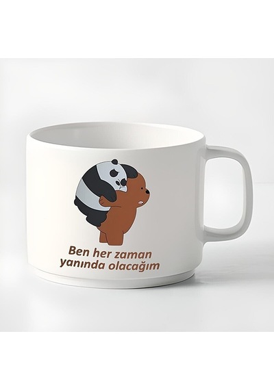 Duble Türk Kahvesi Fincanı & Espresso Arkadaş Dost Kafadar Ayılar Kupa Beyaz