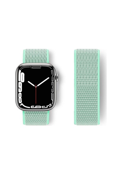 Apple Watch 42mm Uyumlu Hasırlı Cırtcırtlı Kordon - Turkuaz