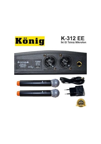 König K-312 Ee Iki El Telsiz Mikrofon