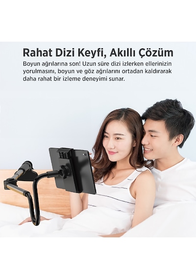 Juo 360 Dönen Uzun Kollu Ayarlanabilir Tablet Ve Telefon Tutucu Stand Siyah