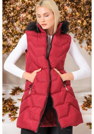 Z6761 Dewberry Bayan Yelek-düz Bordo Düz Bordo