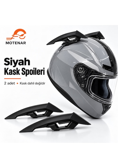 Motenar Siyah Motosiklet Kask Spoileri Yapışkanlı 2 Adet