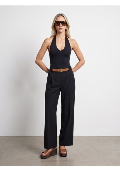 DİLVİN 72715 Kemerli Pileli Pantolon-siyah