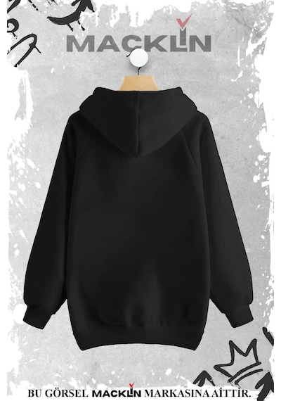 Macklin Sevgili Çift Kombini Hello Kitty Spiderman Göğüs Baskılı Tasarım Kapüşonlu Sweatshirt 2li Set Takım Siyah Mck0846 Siyah