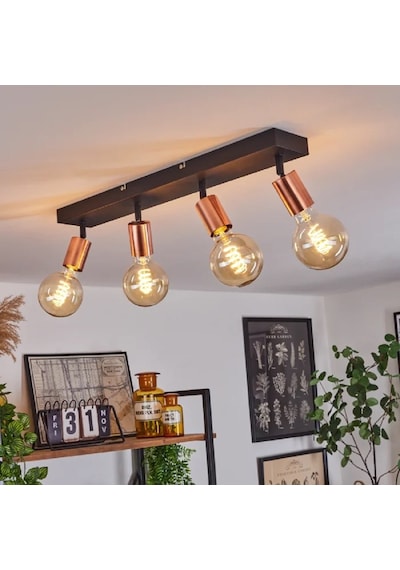 Riolıght Modern1 Siyah1 4xe27 Duylu Mafsallı Hareketli Başlık Glop Ampul Hariç Metal Spot Avize Siyah