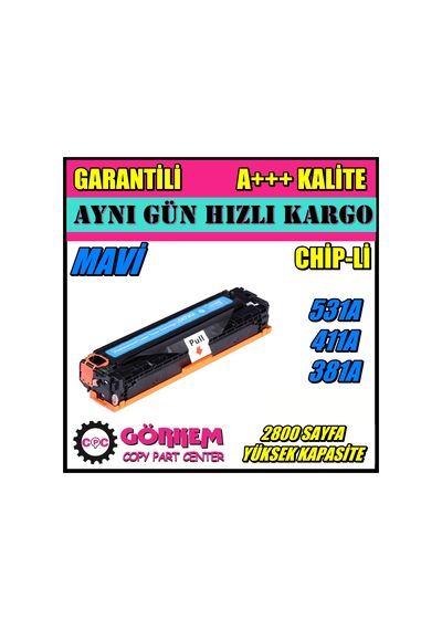 Hp Color Laserjet Pro Mfp M476Nw Uyumlu Toner Mavi (Cf385A)