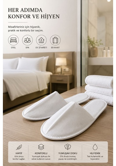 10 Çift Tek Kullanımlık Otel Spa Terlik Seti Tabansız Tela