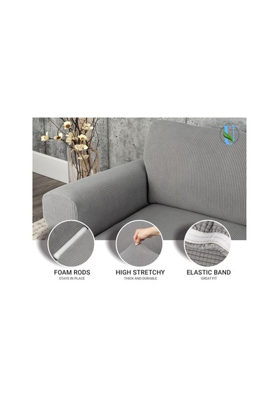 Uy Style Likrali İki Kişilik Koltuk Örtüsü ,koltuk Kılıfı Lastikli Pitikare Desen Gri - 625061827 Gri