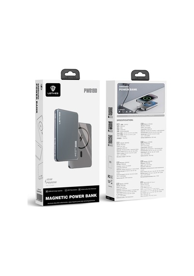 Lenyes Pw019d Pd 20w Ultra İnce Magsafe Wireless Powerbank 15w 5000mah Füme