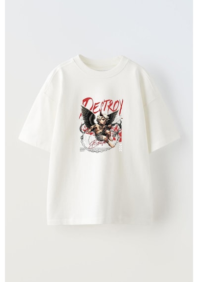Thewert Unisex Destroy Customizeitin Kittl Tasarım Baskılı Pamuk Beyaz Oversize T-shirt