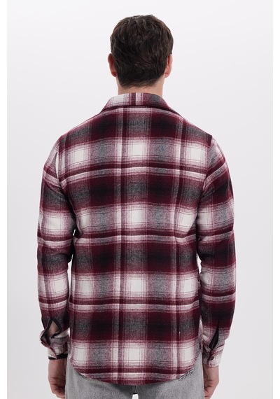 Tudors Erkek Slim Fit Dar Kesim Kareli Kışlık Oduncu Gömlek-42096 Çok Renkli