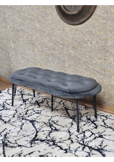 Zafir Ufo Oturak Bench - Siyah Boyalı Telli Ayak - Oturak - Bench - Puf - Yatak Ucu Pufu Çok Renkli