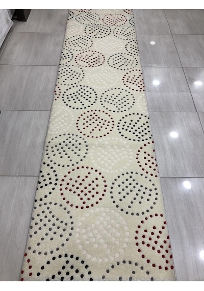 Saray Halı Samyeli 10941 Wk 80X300 Krem Kırmızı Gri Yolluk !