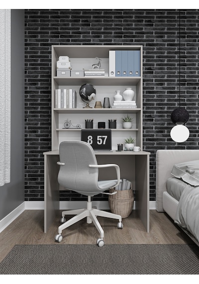Asra Trend Raflı Çalışma Masası ÇM-03 %100 MDF Kitaplıklı Ofis Ders Masası Kül Gri
