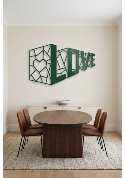 3d Love Metal Duvar Tablosu - Duvar Sanatı - Duvar Dekoru - Yeşil